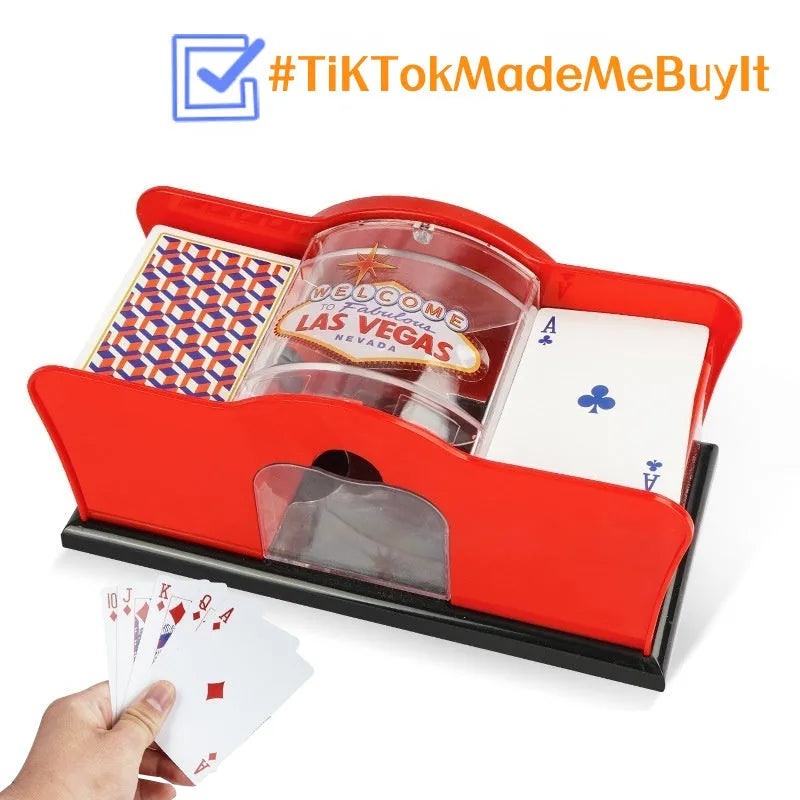 Manual hand-cranked card shuffler machine for casino games blackjack poker