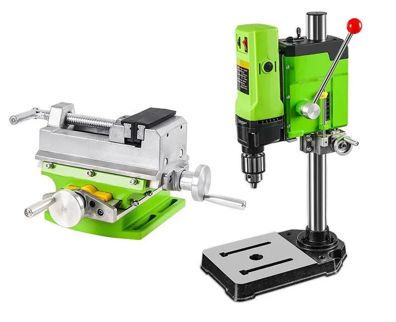 Mini bench drilling and milling machine with 240W motor for 220V power.