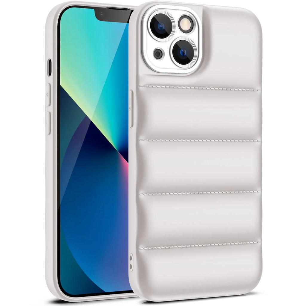 Solid colour TPU protective phone case for iPhone, shown in blue, on a white background.