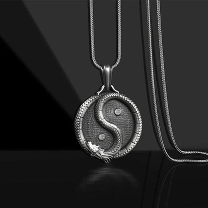 Men's black titanium steel pendant sweater chain with a polished finish