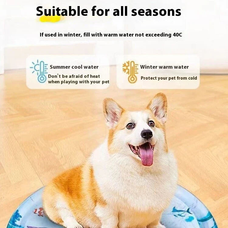 Chilled pet cooling water mat with ocean-themed designs for dogs and cats to stay cool and comfortable in summer