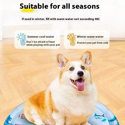 Chilled pet cooling water mat with ocean-themed designs for dogs and cats to stay cool and comfortable in summer