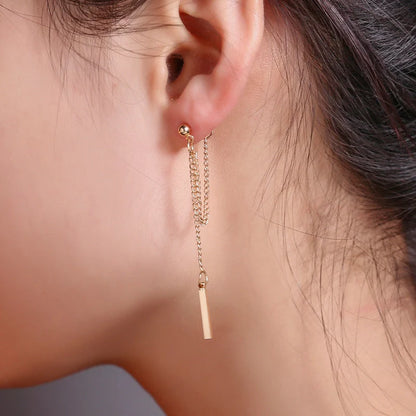 Women's Tassel Simple Stud Earrings in copper or 925 silver with geometric pattern