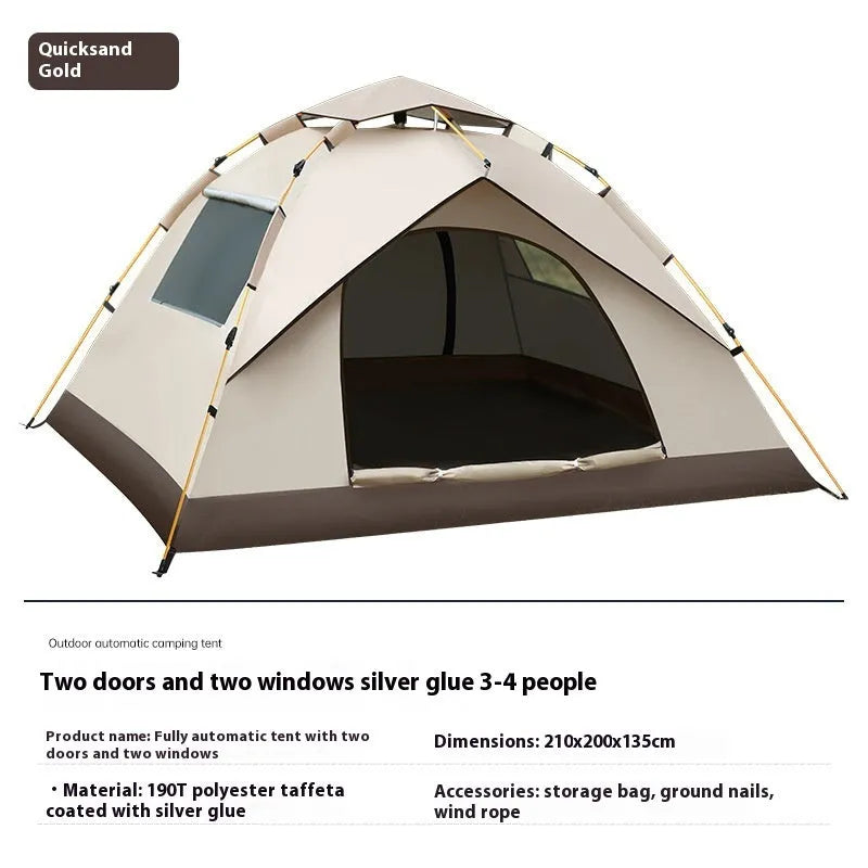 Silver pastebrushing sun-proof automatic pop-up tent quicksand gold coffee bottom for 2-4 people outdoors