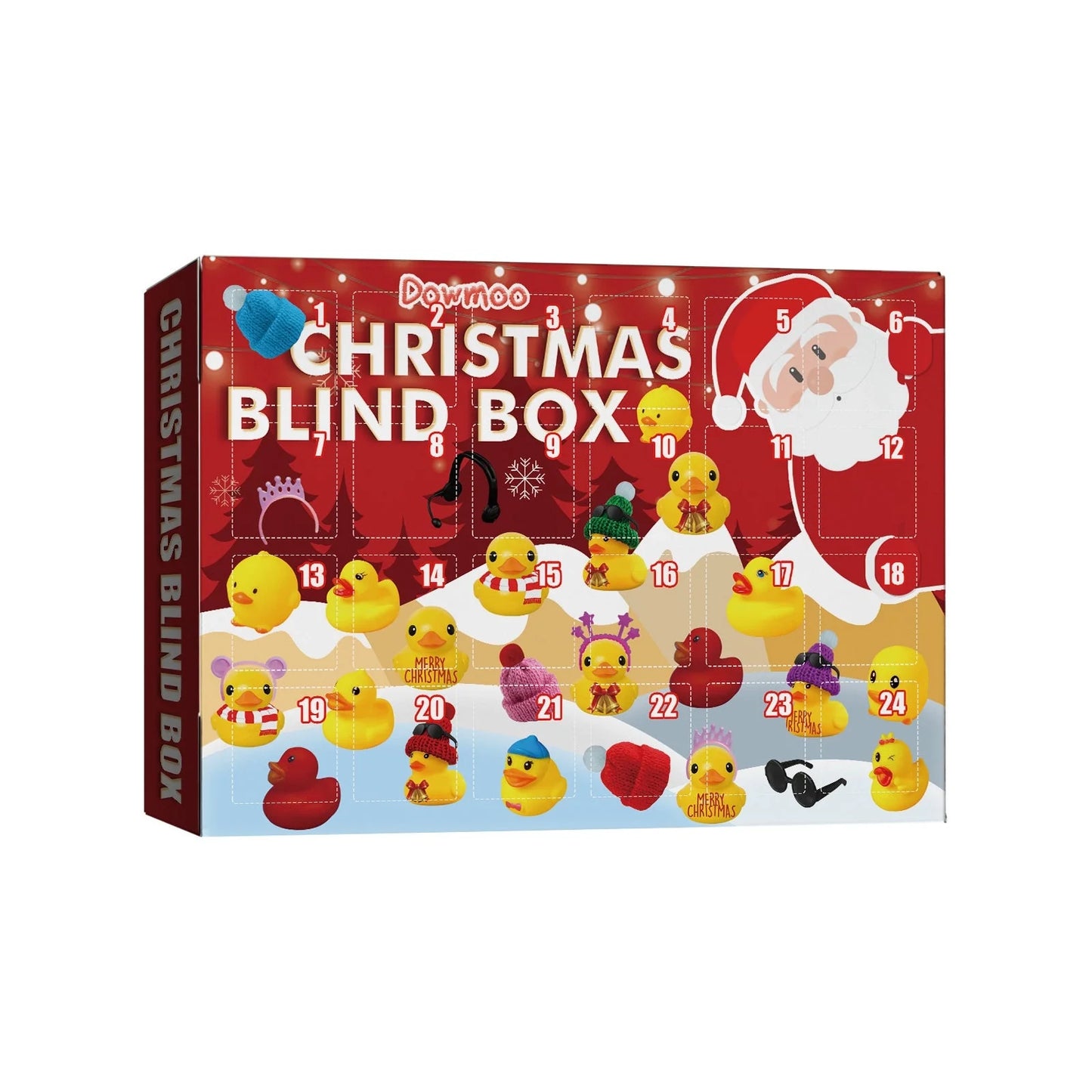 24 Days Countdown Christmas Advent Calendar Set with Funny Ducks Bath Toy for Kids