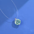 Women's 925 silver moissanite clavicle necklace with invisible fishing line setting and plum blossom detail.