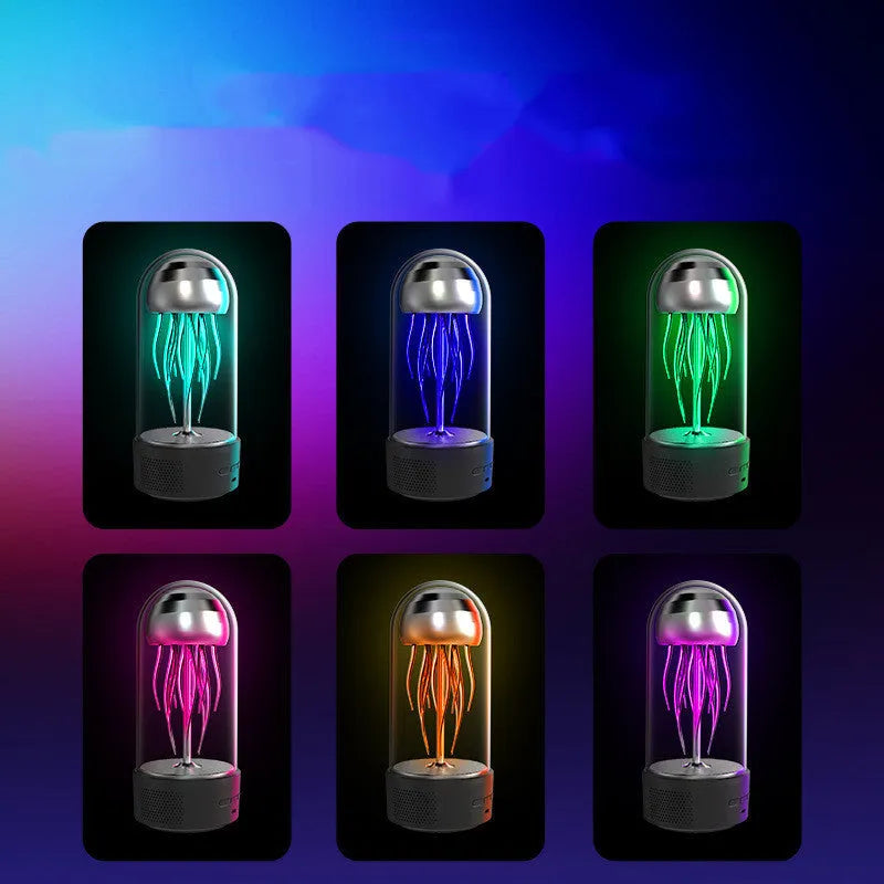 Creative jellyfish Bluetooth speaker with colourful lamp and dual speakers in compact ABS shell