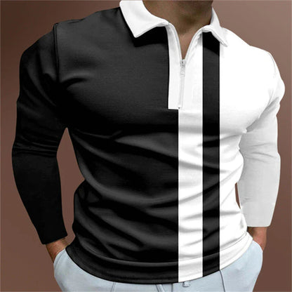 Men's striped polo shirt with lapel collar and short sleeves in various colors