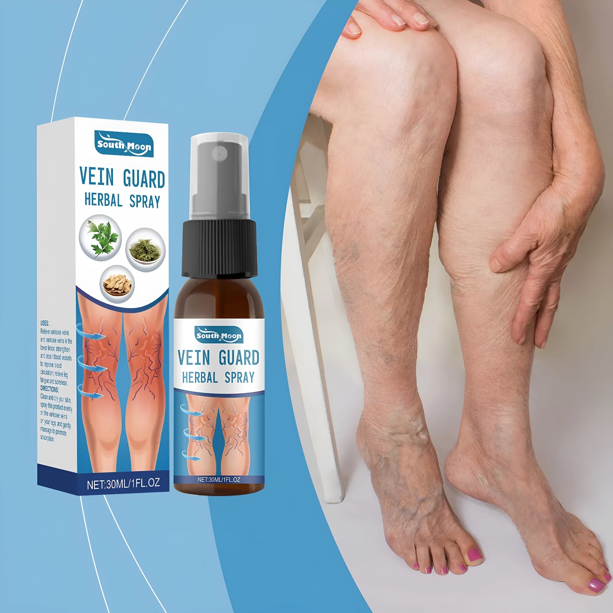 30ml bottle of Herbal Body Care Spray with herbal ingredients list visible.