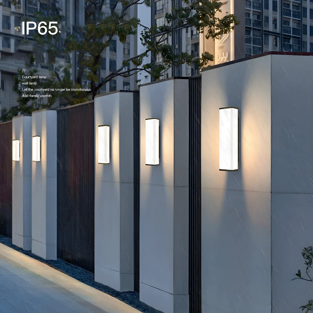 Outdoor wall light with LED strip, stainless steel and PC construction, IP65 waterproof rating