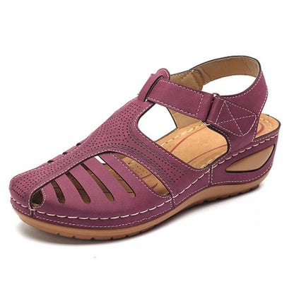 Women's Plus Size Retro Sandals with round toe and buckle design in various colours