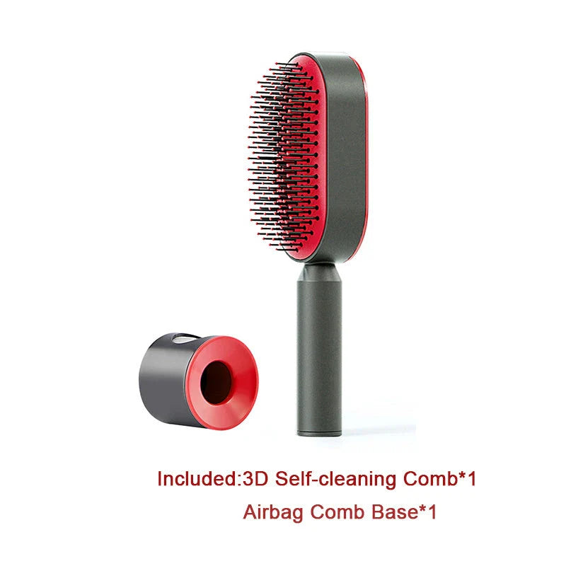 3D Air Cushion Hair Brush in elegant white, showcasing wide comb teeth and ergonomic handle