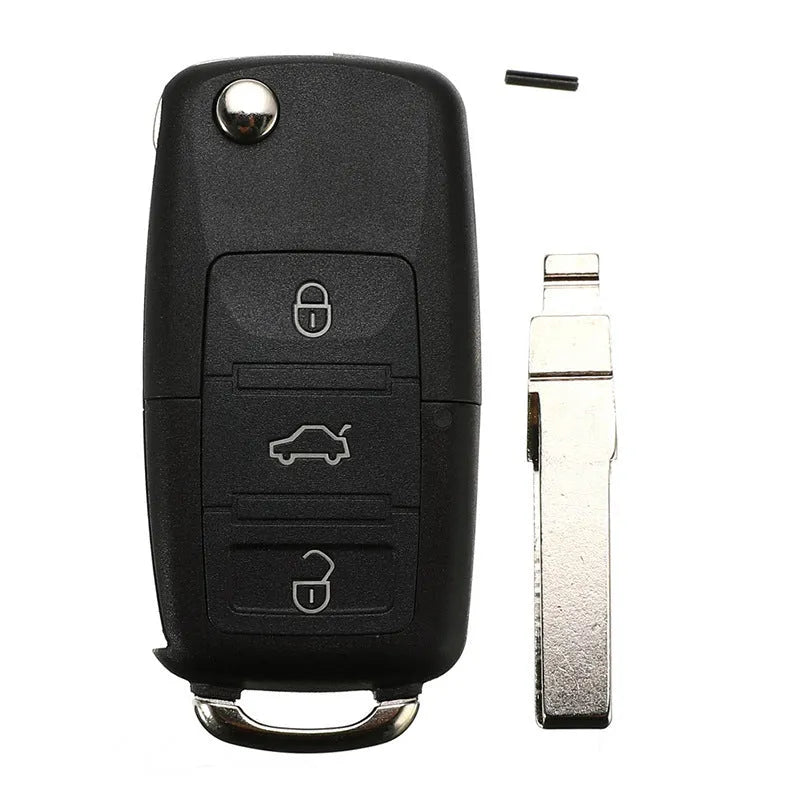Black 3-button car key shell with secret compartment, made of nylon glass fibre PVC, showing button and rotary base