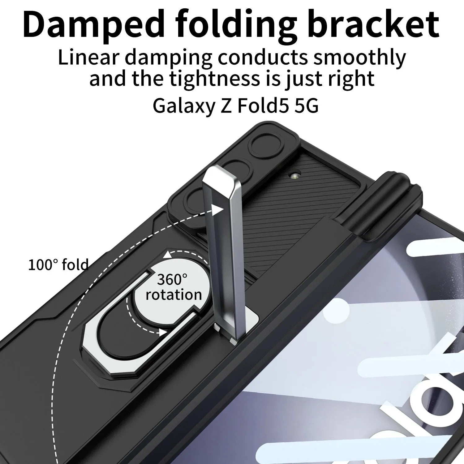Folding hinge phone case with magnetic bracket for Samsung SM Folder 4 in black colour