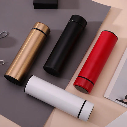 Stainless steel vacuum flask with LED touch display temperature control, available in a variety of colors and sizes