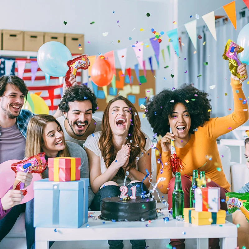 Hand-held automatic inflatable spray balloon for parties and celebrations