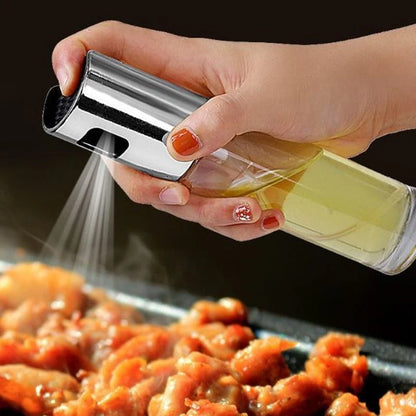 BBQ Healthy Kitchen Cooking Oil Vinegar Spray Bottle in silver, rose gold, and gold