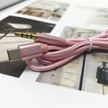 Type-C to 3.5mm braided audio cable in Black with male connectors on both ends