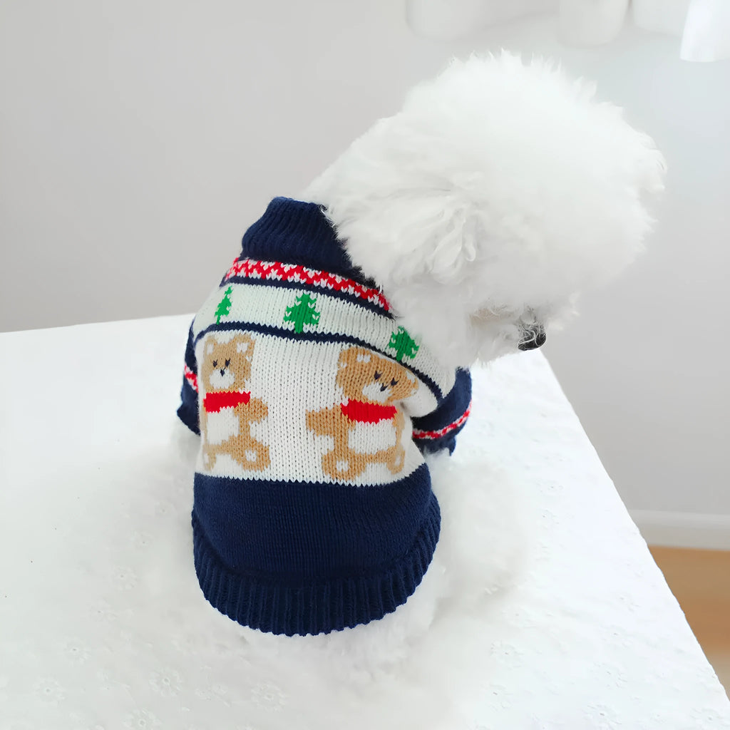 Fashion Pet Dog Warm Forest Bear Sweater in forest bear colour, polyester casual style for small to large dogs.