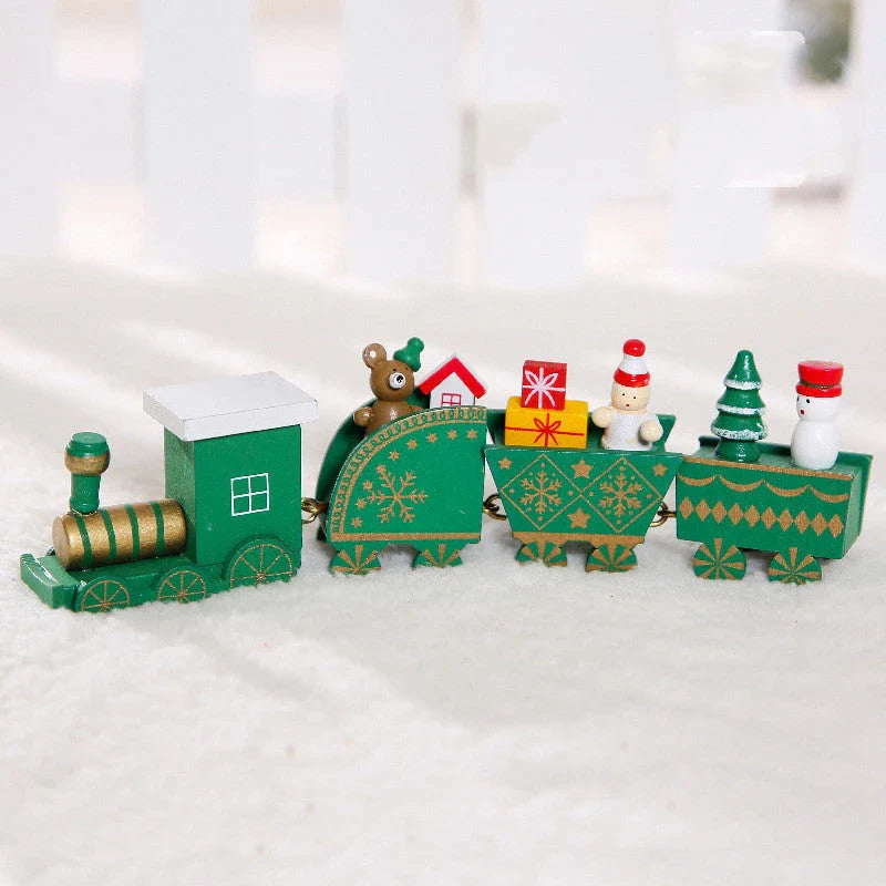 Wooden Christmas train set in various colours for festive decor