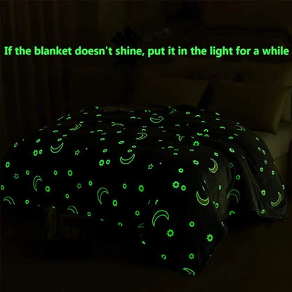 Glowing stars and moons polyester wool blanket for nighttime comfort