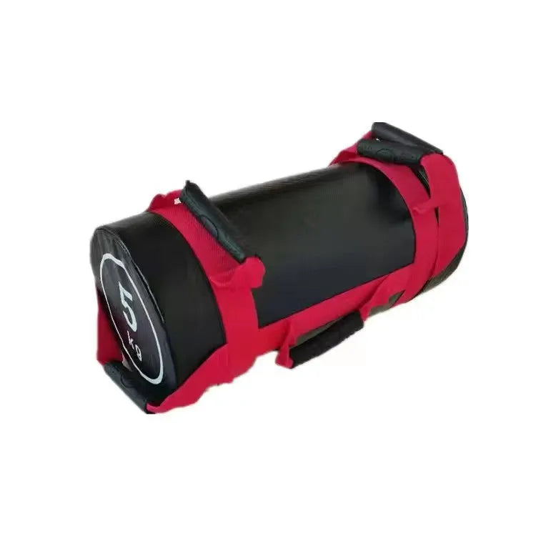 Flat white PVC fitness training sandbag for weight lifting and gym workouts.