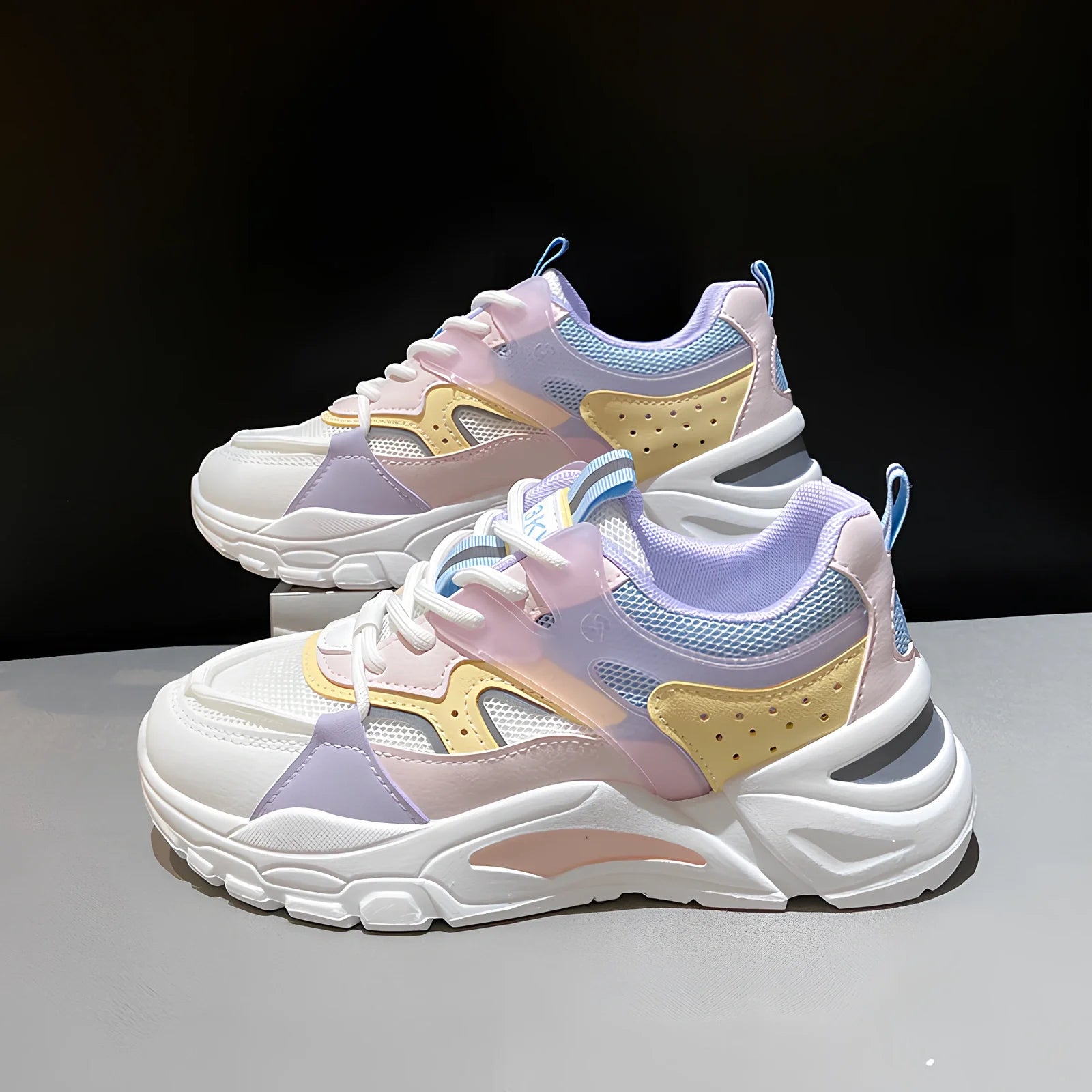 Breathable student running sneakers with waterproof PU upper and 3-5cm platform in khaki colour