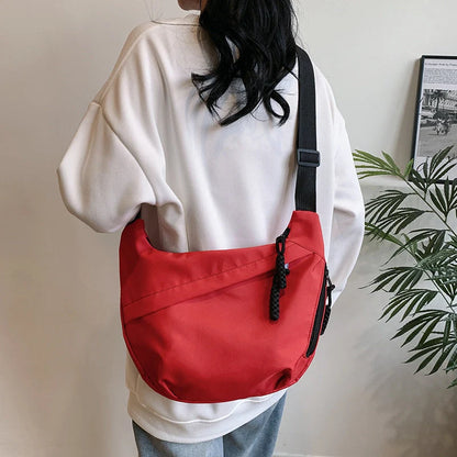 Korean underarm tote bag in durable canvas with mobile phone pocket