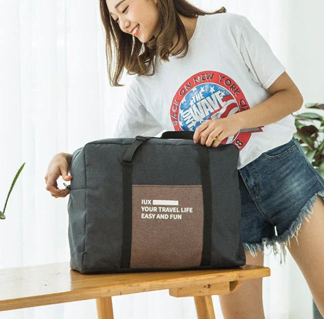 Large capacity waterproof nylon foldable travel duffel bag in multiple colors