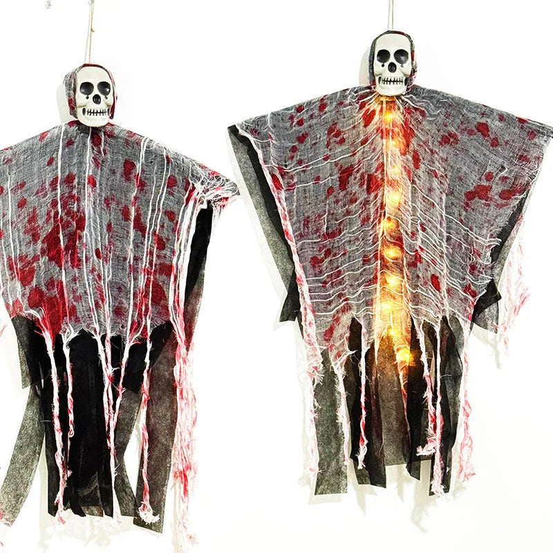 Plastic luminous skull hanging ghost Halloween decoration with blood-dyed colour finish