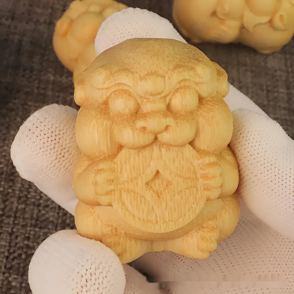 Solid bamboo carving ornament with money-free design measuring 4.5cm height