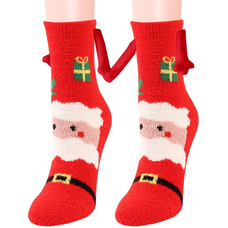 Christmas couple socks with magnetic suction feature in various animal patterns
