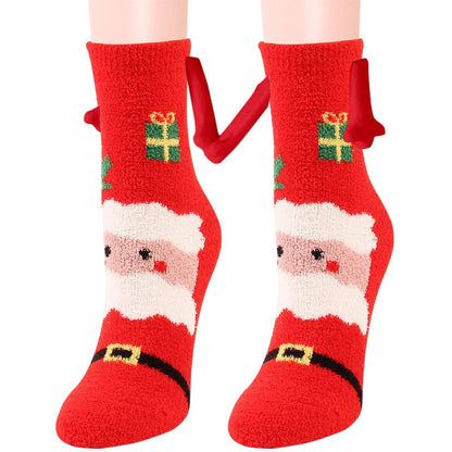 Christmas couple socks with magnetic suction feature in various animal patterns
