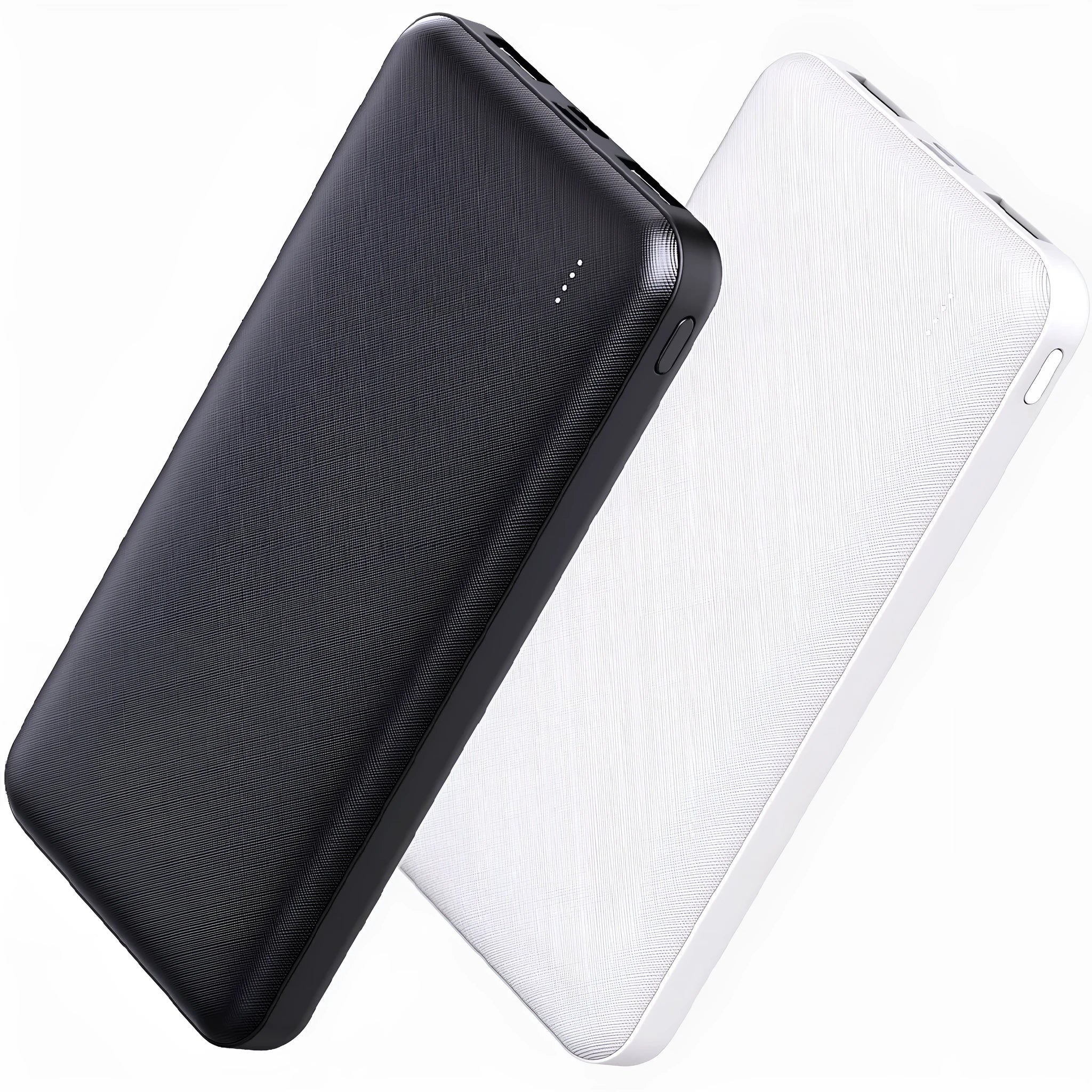 Small light show cloth pattern mobile power supply in black and white, plastic shell with compact size