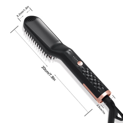 Multifunctional electric straightening hair comb with ceramic glaze and rotating cord
