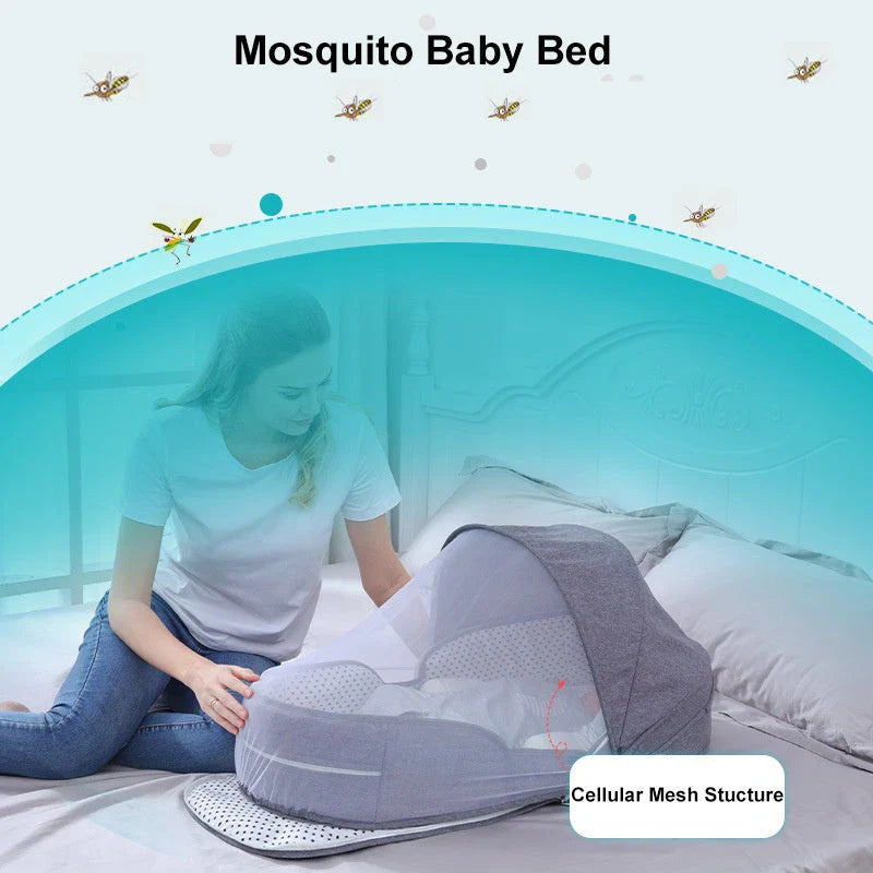 Portable folding crib with uterine bionic design for deep baby sleep