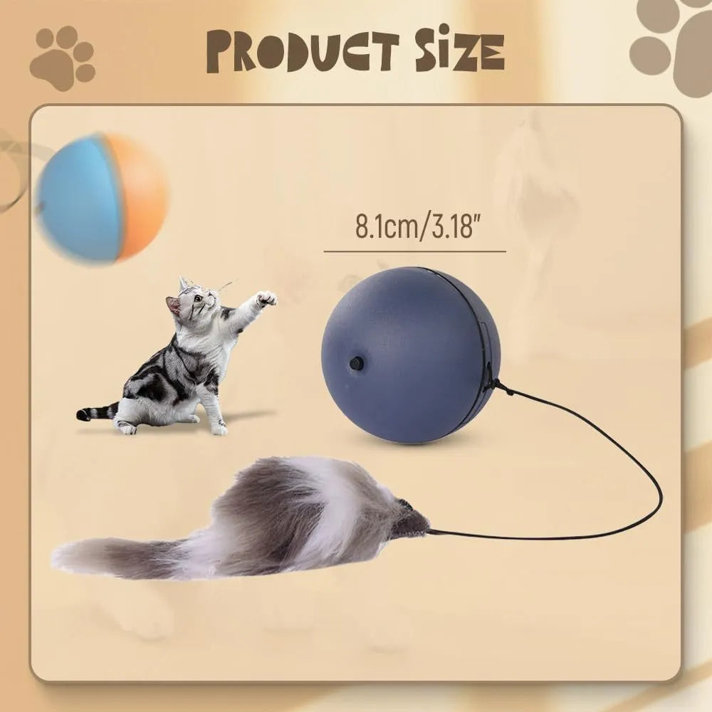 Blue orange automatic moving cat ball toy with smart rolling motion for pet enrichment