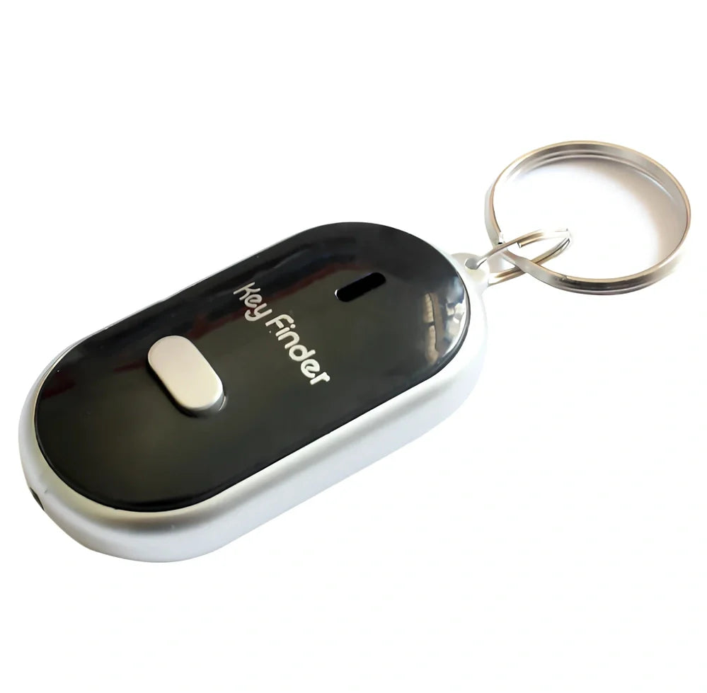 Black whistle key finder device, 5.5 cm size, ABS build for 8-10m lost key detection