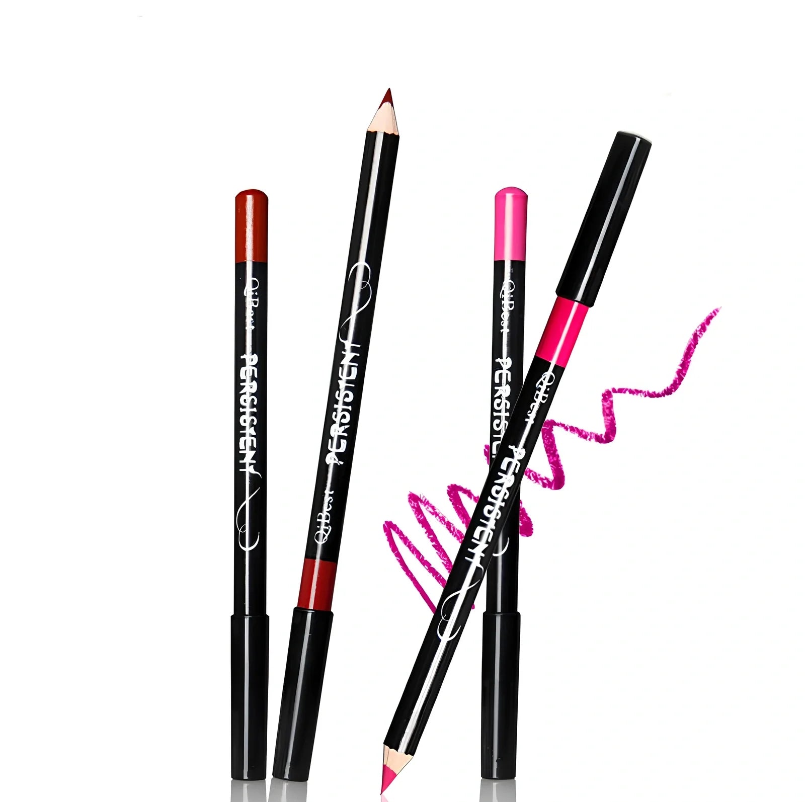 12-piece set of colourful waterproof lip liner pencils for professional makeup, including shades for lips, brows, and eyes