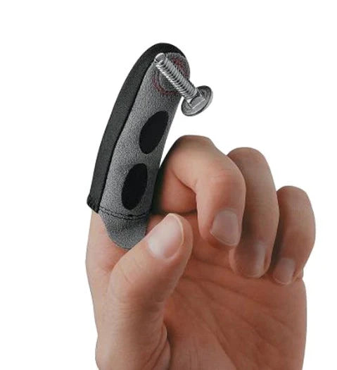 Magnetic fingertip sleeve for holding small metal objects like screws and batteries