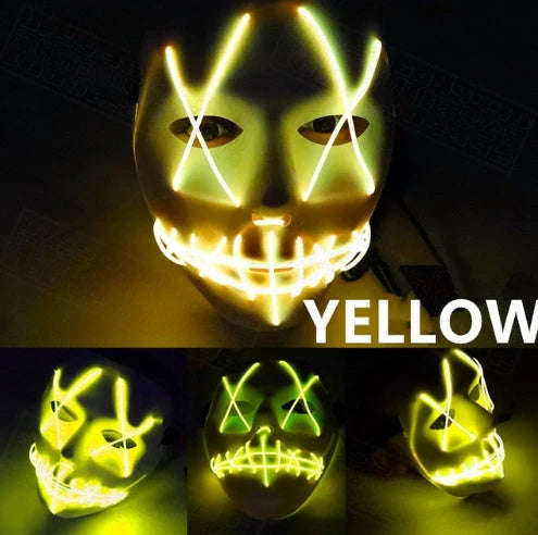 Halloween LED Glowing Full Face Mask with adjustable light modes and voice control feature