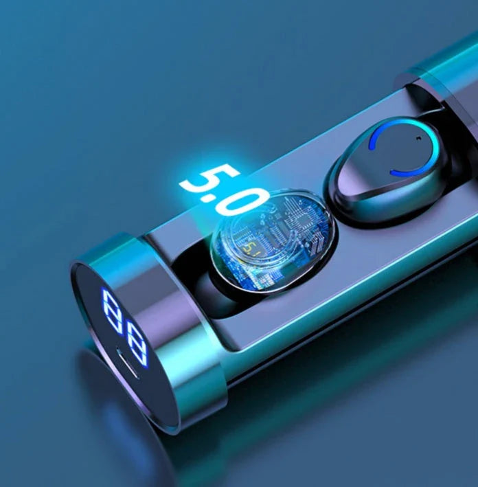 Wireless Dual Ear Bluetooth Headset in Black with graphene speakers