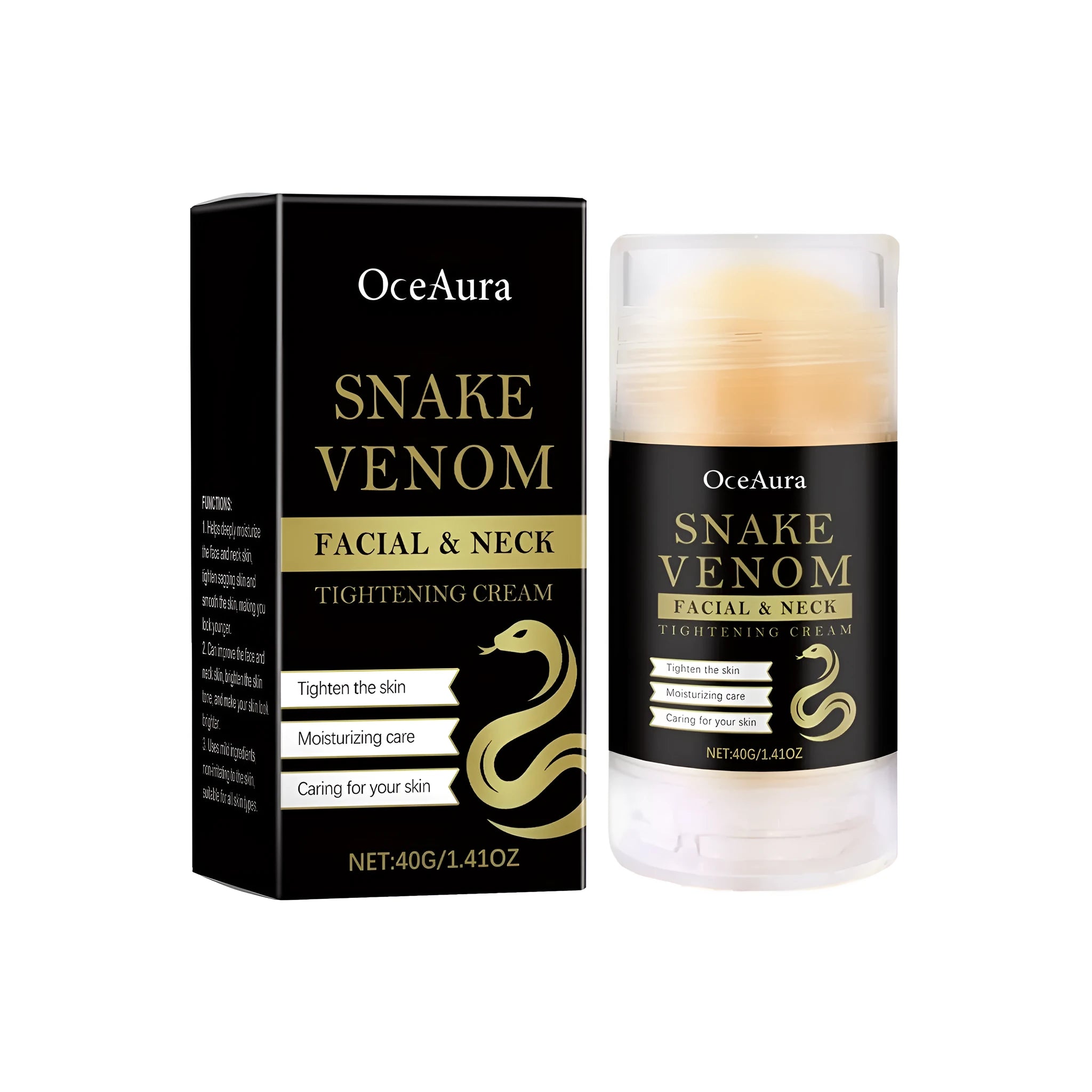 40g stick of tightening facial cream with synthetic snake venom-like peptide and vitamin C