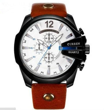 Fashionable large-dial men's watch with three subdials, showcasing a sophisticated and functional design