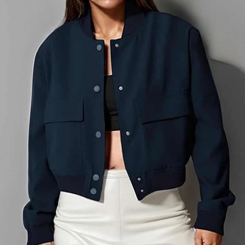Women's stand-collar jacket with big pockets in various colours