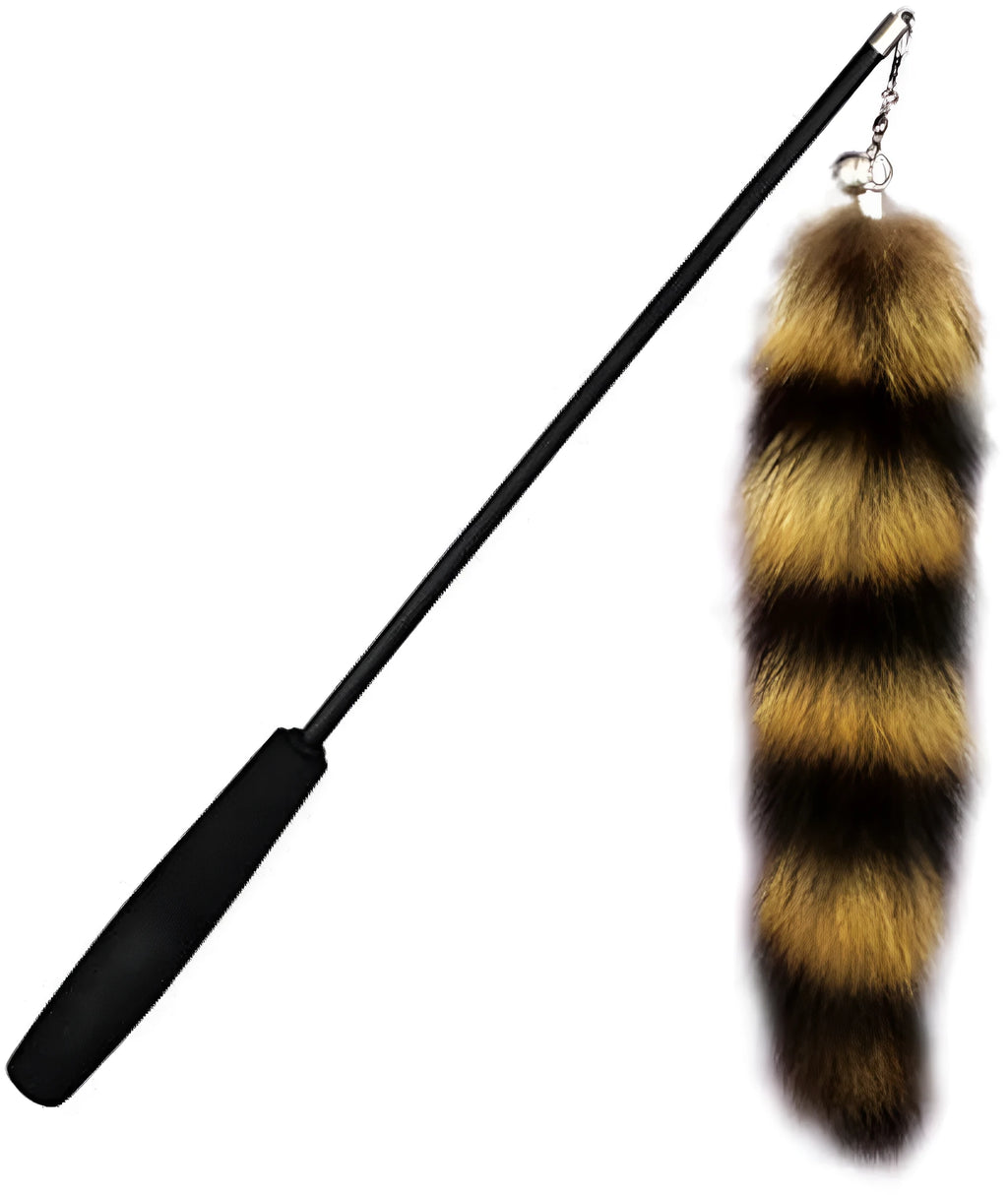 Black cat toy wand teaser with long elastic string for interactive play with cats
