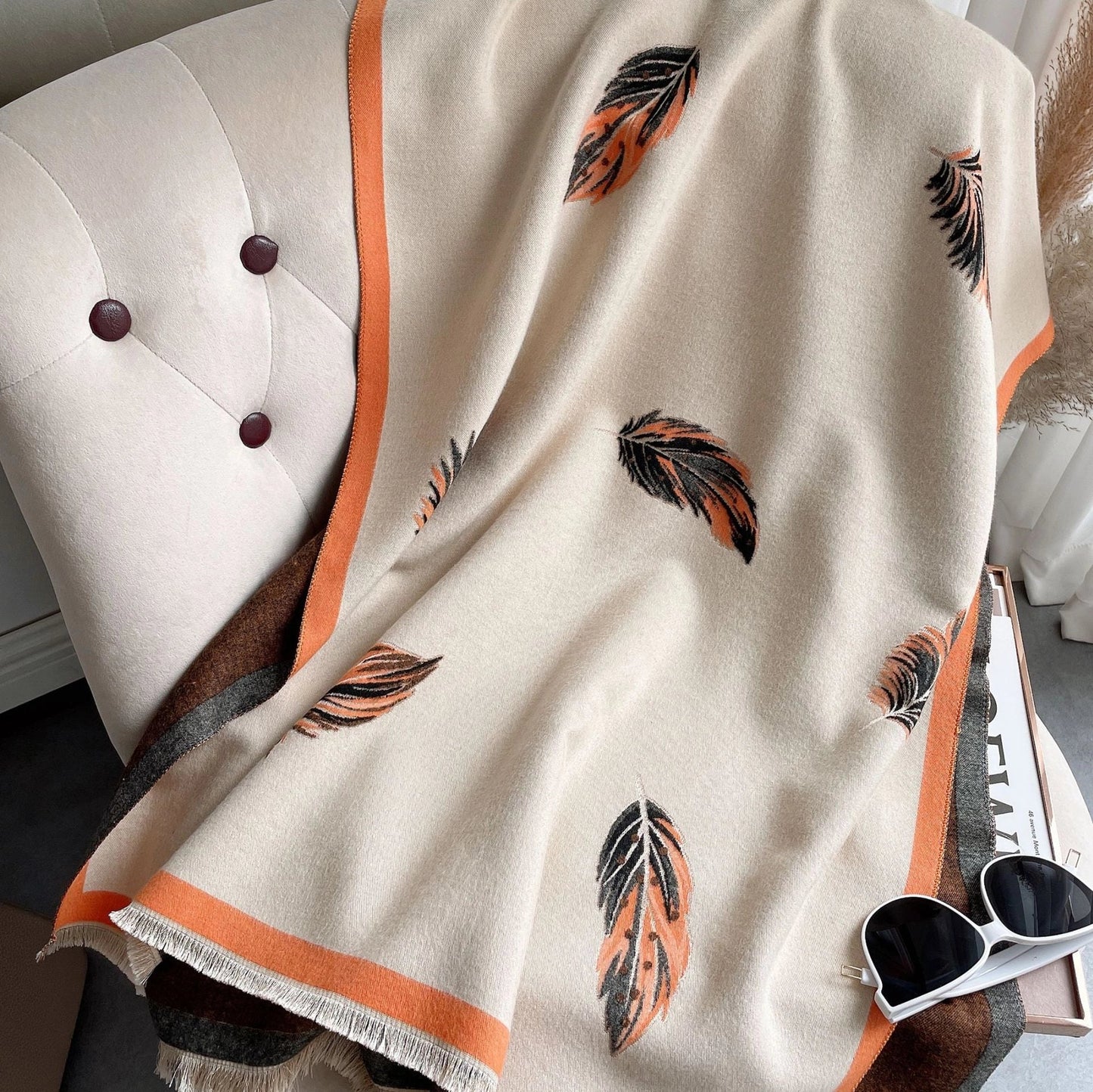 Cashmere-like Short Beard Tassel Thickened Warm Shawl Scarf in various colours