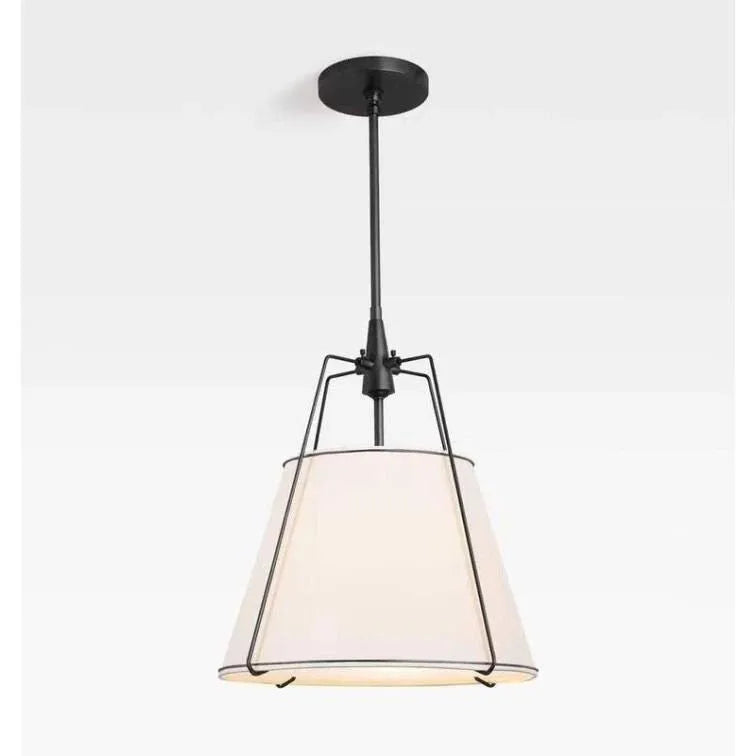 Nordic cloth-craft hanging lamp black diameter 30cm over a modern dining table