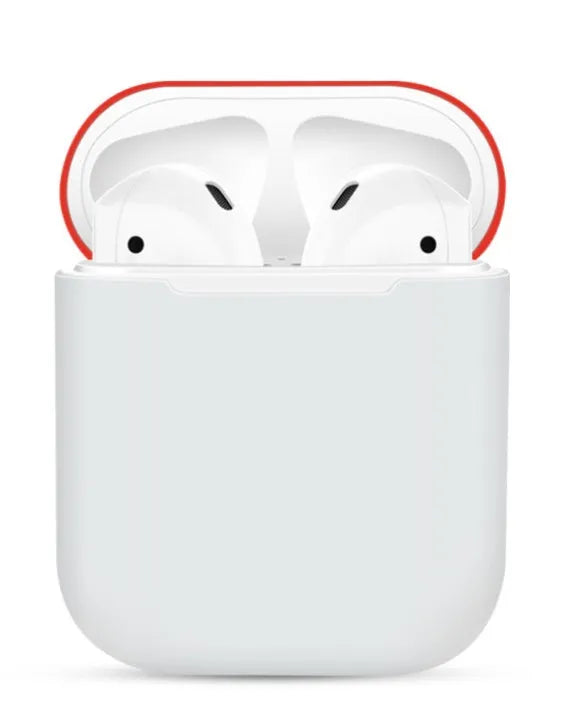 Silicone protective case cover for Apple AirPods charging box in multiple colour options.