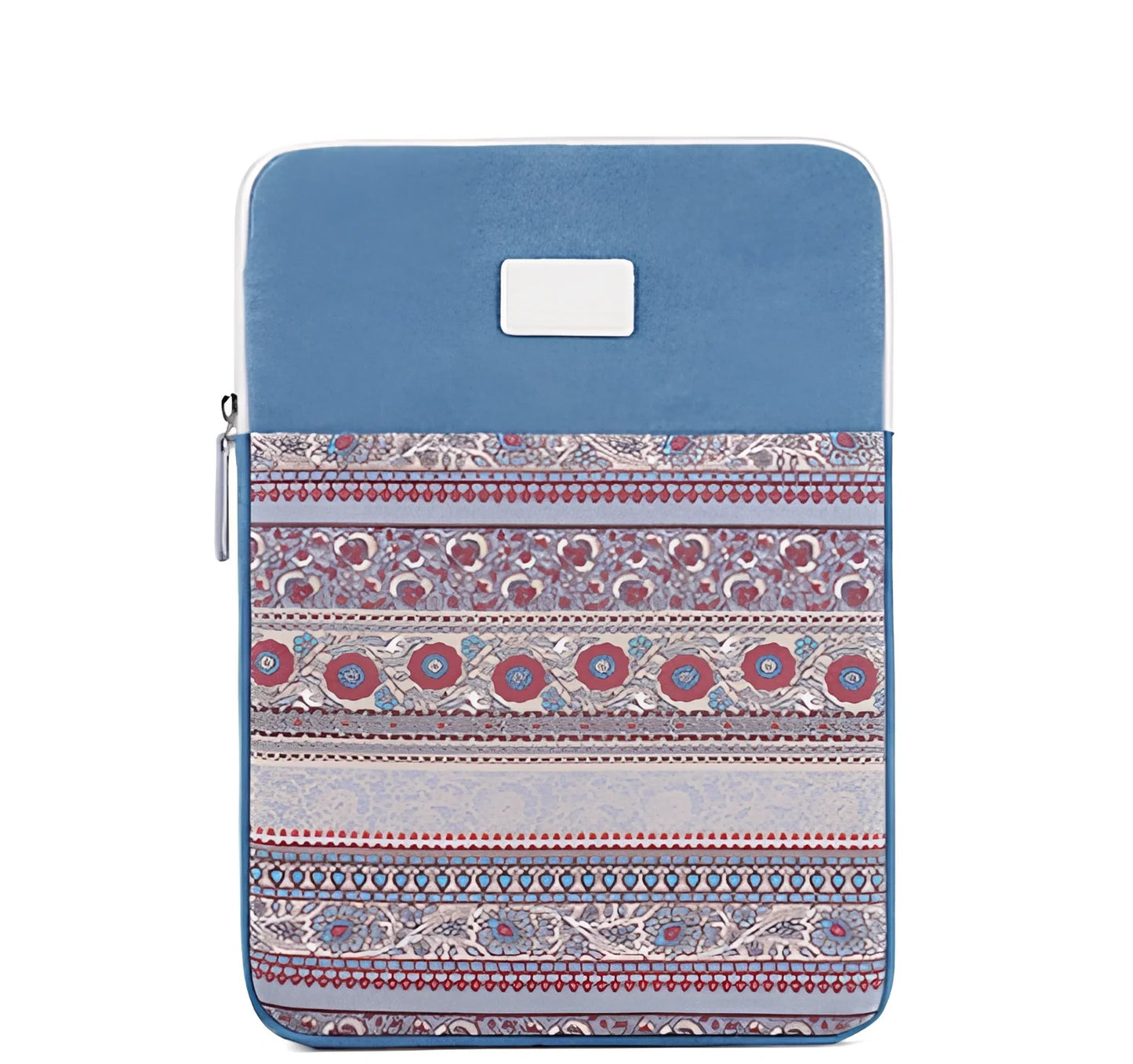 Canvas laptop sleeve showing size options for 11-15 inch devices with protective padding